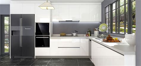 L-Shaped White Laminate Kitchen Cabinet OP18-HPL03 - OPPEIN Kitchen in ...