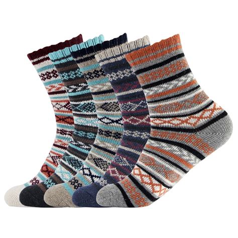 EZGO - Mens Wool Socks Thick Heavy Thermal Fuzzy Warm Winter Crew Socks ...