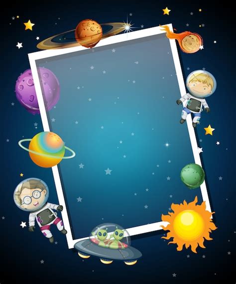 Premium Vector | Space themed border with blue background