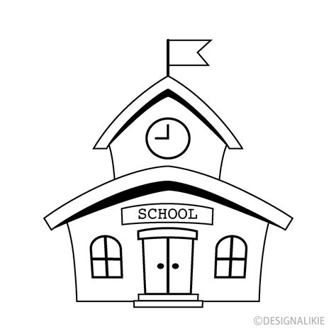 School Building ClipArt Black And White