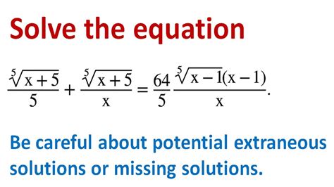 Solve a radical and fraction equation. - YouTube