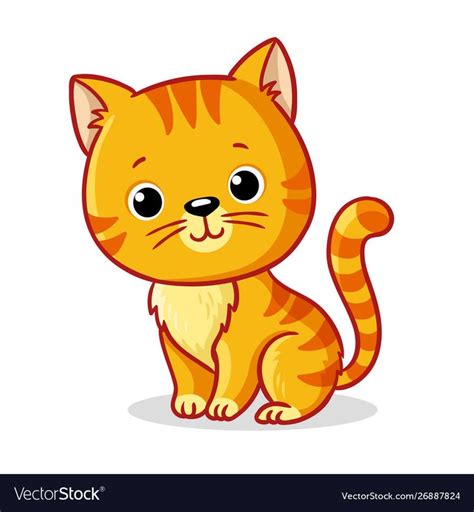 Ginger kitten sitting on a white background cute Vector Image | Kitten ...