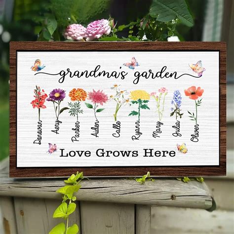 Personalized Grandma's Garden Frame Sign With Grandchildren Names and ...