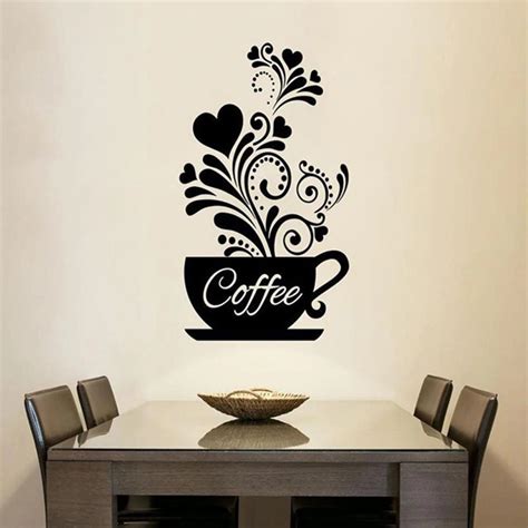 Coffee Cup Wall Art Mural Removable PVC Wall Decal For Kitchen Coffee ...