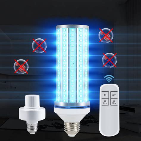 E27 60W 195LED UVC Bulb Household UV Germicidal Lamp Disinfection ...