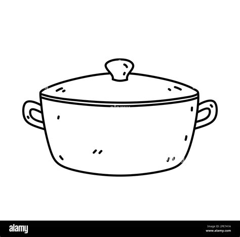 Cooking pot isolated on white background. Kitchen utensils. Vector hand ...