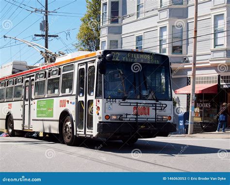 Muni Trolley Bus editorial stock photo. Image of green - 146063053