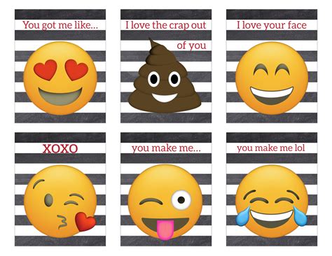 Printable Emoji Valentine Cards - Paper Trail Design