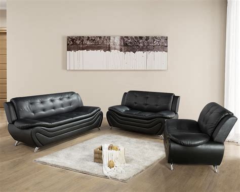 Modern Black Leathered Design Couches