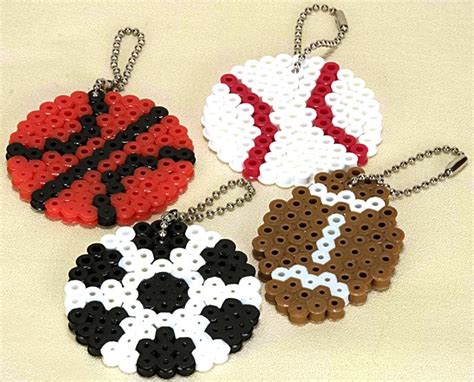 Sports-Themed Key Chains | Melty bead patterns, Perler beads designs ...