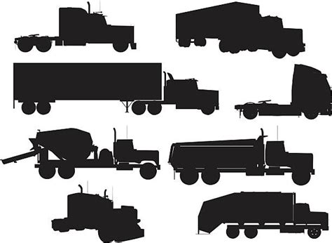 Truck Semi Truck Silhouette Outline Illustrations, Royalty-Free Vector ...