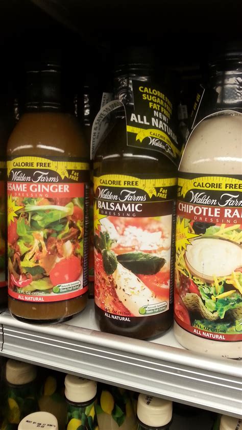 Walden Farms salad dressings. They are usually found with the ...