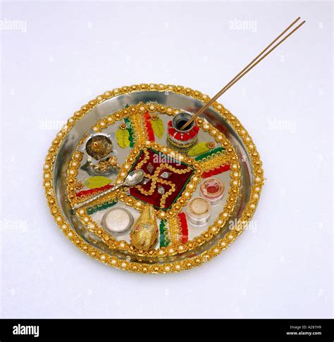 Puja Tray Hindu Stock Photo - Alamy