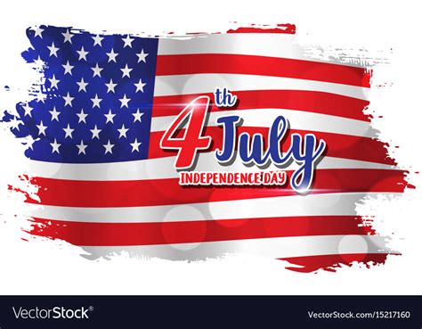 4th of july text design on abstract american flag Vector Image