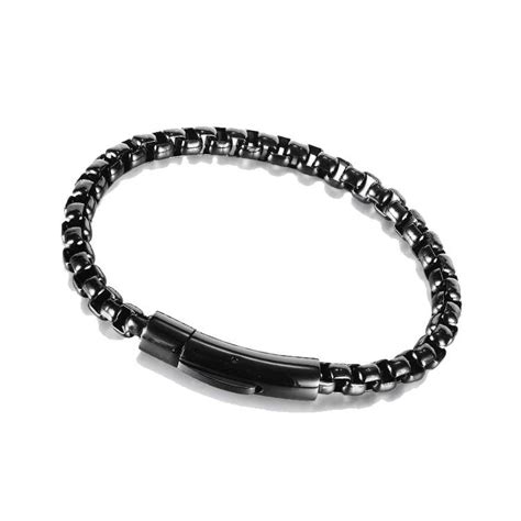 Black stainless steel chain bracelet | CF Jewelry