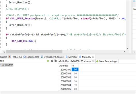 Cube IDE: Memory debug. In debug, the hexa values ...