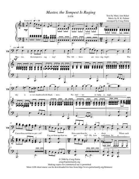 Master, the Tempest Is Raging (by Craig Petrie -- SATB)