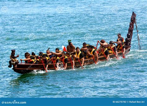 Maori Waka Heritage Sailing In Auckland, New Zealand Editorial ...