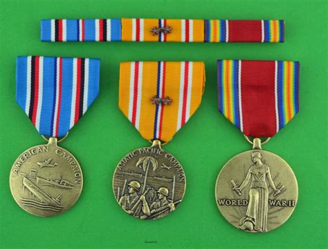 WWII American, Asiatic Pacific Campaign 2 stars, Victory Medals Ribbon ...