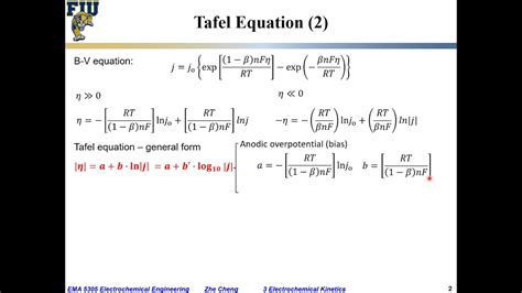 Electrochem Eng L03-16 Tafel equation at large overpotential - YouTube