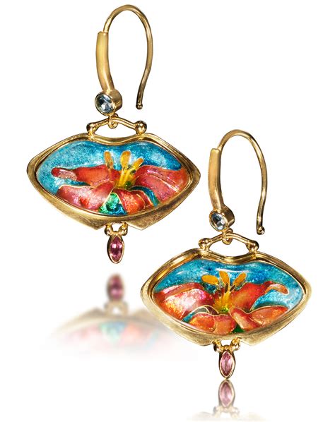 Cloisonne Jewelry | Earrings Canna | Enamel Jewelry by Patsy Croft ...