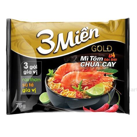 Mì Tôm Chua Cay Đặc Biệt 3 Miền Gold Gói 75G