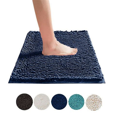 New Microfibre Bath Mats Non Slip Shaggy Chenille Bathroom Toilet Rugs ...