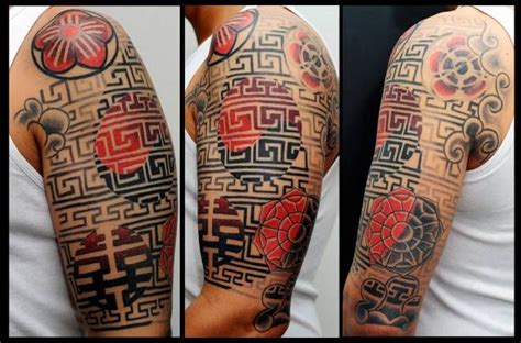 Freehand Korean tribal half sleeve | InkFreakz.com | Sleeve tattoos ...