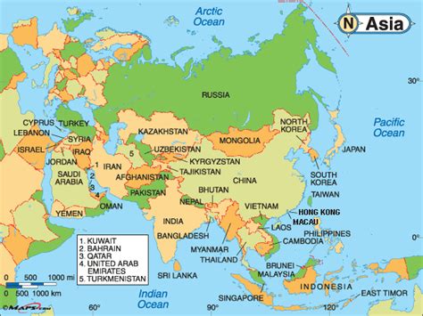 political map of Asia | Asia map, Political map, East asia map