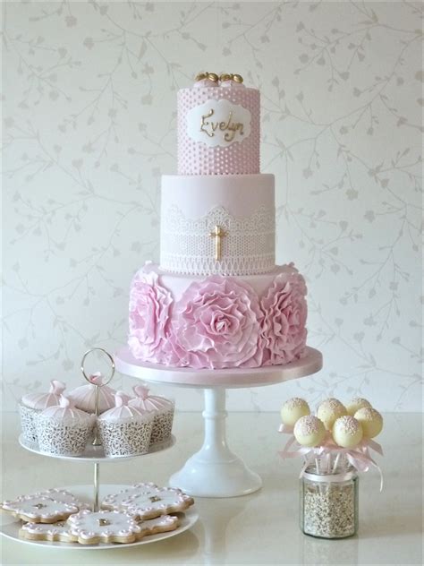 Pink Christening cake | Pink christening cake, Cake, Christening cake