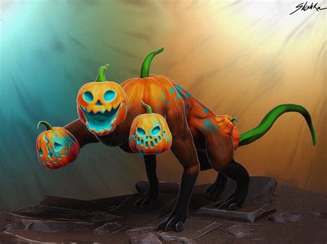 ArtStation - Creature concept - "Pumpkin Cerberus" | ZBrush + Photoshop