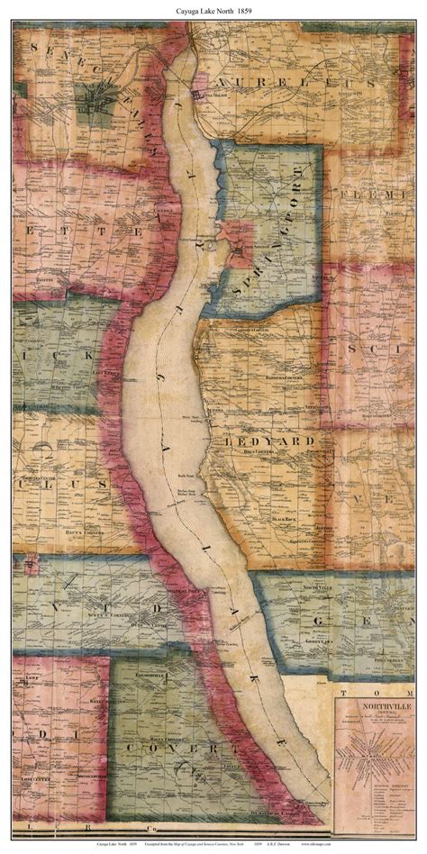 Cayuga Lake North 1859 - Dawson - Old Map Reprint - NY Specials Lakes ...