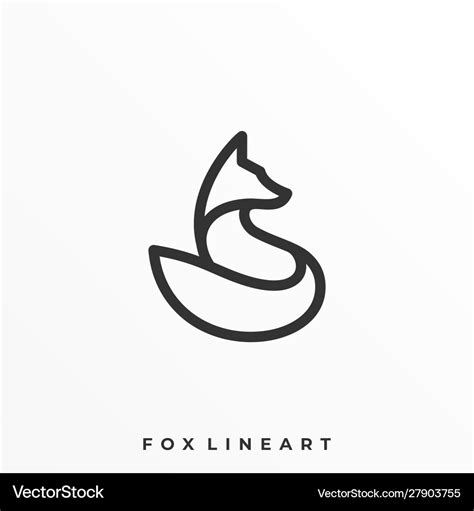 Fox line art template Royalty Free Vector Image