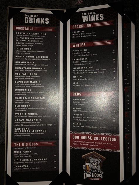 Menu at The Dog House Bar & Grill, Woburn