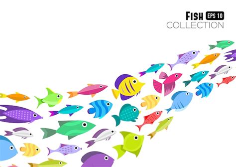 School of fish. Clipart image isolated on white background Stock - Clip ...