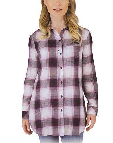 Boston Trader Ladies' Plaid Flannel Shirt (Purple, Medium) - Walmart.com