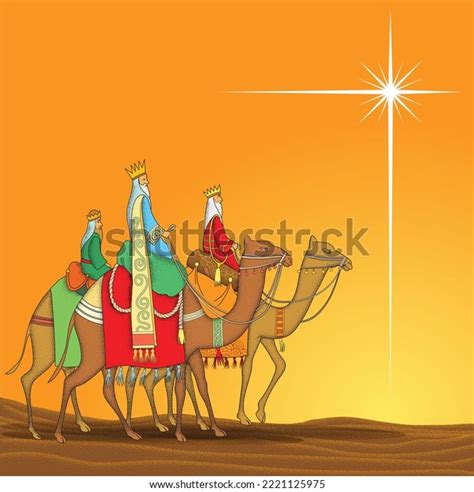 Three Wise Men Follow Star Find Stock Vector (Royalty Free) 2221125975 ...