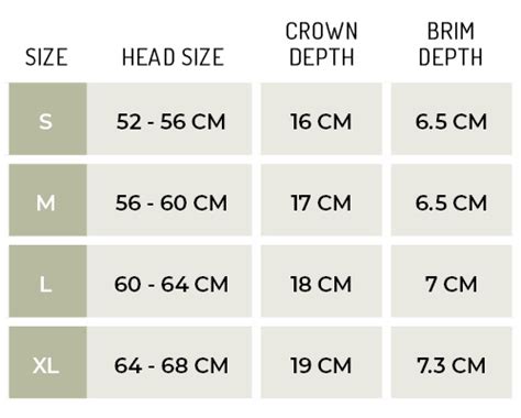 Adults size guide