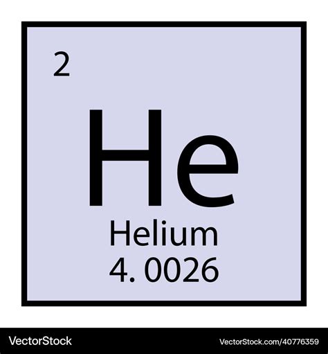 Helium chemical symbol periodic table element Vector Image