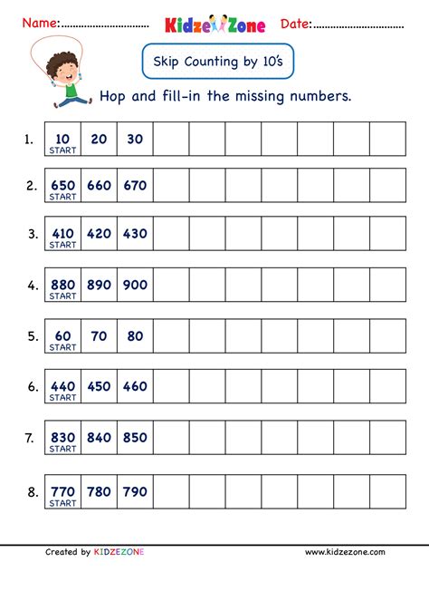 Counting In 10s Worksheet Grade 1