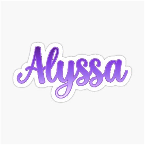 "Alyssa Bubble Letter Name Cursive Caligraphy Ombré Violet Lavender ...