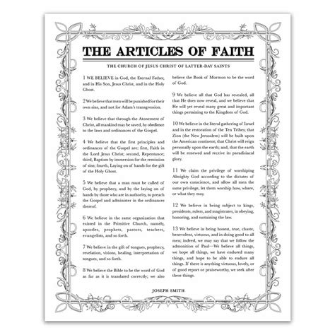 Lds Articles Of Faith Printable