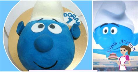 Smurf Face Cake - Cake Decorating Tutorials - Veena Azmanov