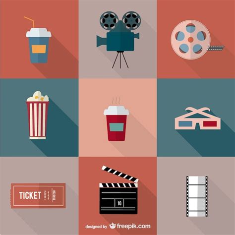 Free Vector | Movie cinema icons