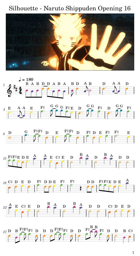 Silhouette - Naruto Shippuden Opening 16 | Easy Sheet Music