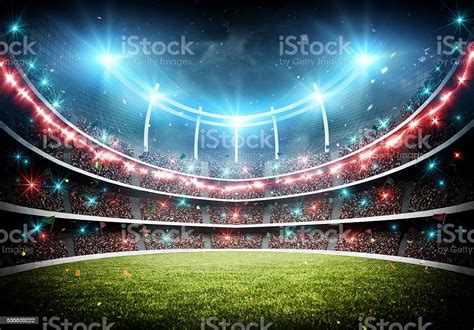 Stadium With Fireworks Stock Photo - Download Image Now - Stadium ...