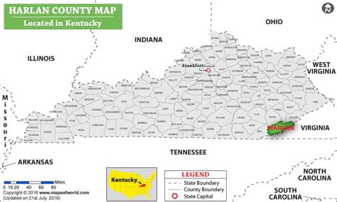 Harlan County Map, Kentucky