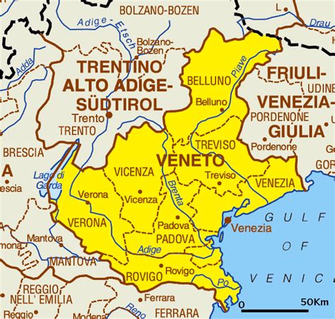 Veneto Mapa de la Ciudad | Mapa de Italia Ciudades