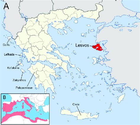 (A) Map of Greece showing the location of Lesvos island (Northern ...