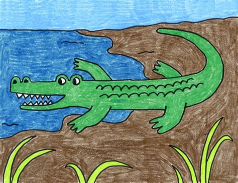 Easy How to Draw an Alligator Tutorial and Alligator Coloring Page